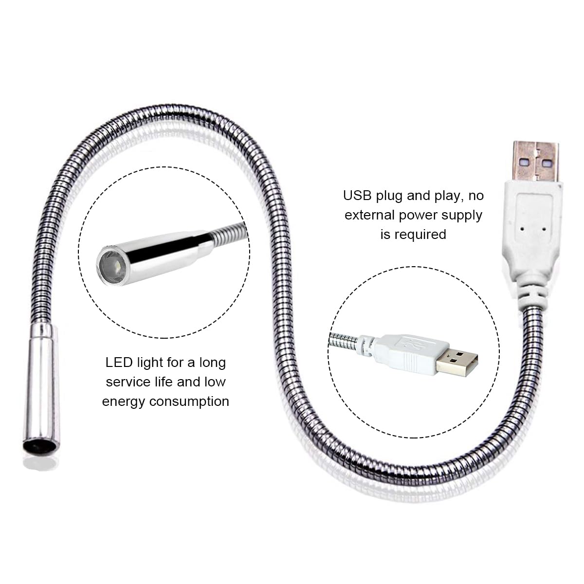 Cerioll Lampada LED USB Flessibile, Mini Luce Portatile, 2 Pezzi Lettura Luci a LED per Tastiera Computer, PC, Alimentatore Mobile