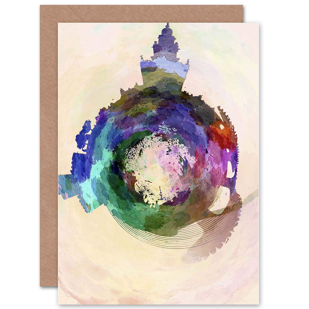 Wee Blue Coo Blue Wee Coo Card Greeting Gift Painting Small World Abstract Skyline Seville Spain
