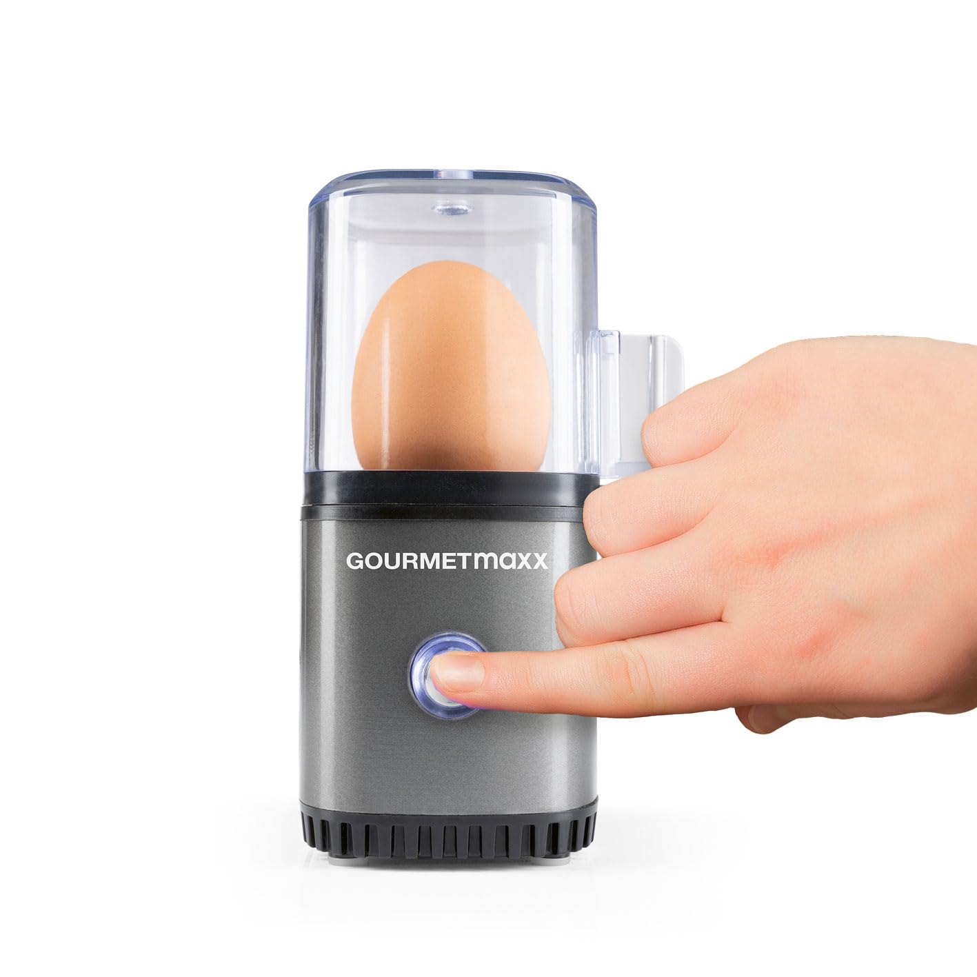 GOURMETmaxx Jajowar na 1 jajko | bojler do jajek z wykrawaczem do jajek w miarce | Egg Cooker – 3 stopnie twardości do Twojego kieliszka do jajka | designerski jajowar mały – części nadające się do