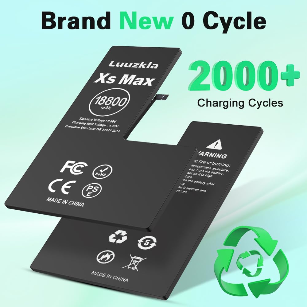 18800mAh (2025 New Upgrade) Battery Compatible with iPhone XS MAX, Super Capacity Battery Replacement Compatible with iPhone XS MAX, with Full Tool Kits-0 Cycle High Capacity-24 Months Service