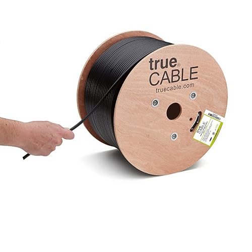 Miniatura 8 de TrueCABLE RG6 Coaxial doble escudo para exteriores 1000 pies negro clasificación de entierro directo CMX cable coaxial de conductor de cobre desnudo