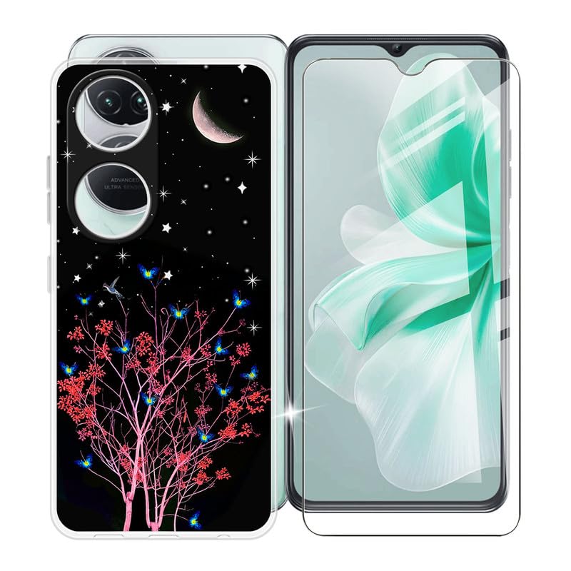 KJYFOANI for Oukitel C38 Phone Case with [1 Pack] Screen Protector, Clear Soft Silicone TPU Protective Case, Anti-Fall Ultra-Thin Bumper Case for Oukitel C38 (6.60