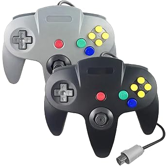 inventii 2 Pack Classic N64 Controller,Wired Controller Joystick Compatible with N64 Console Black and Grey