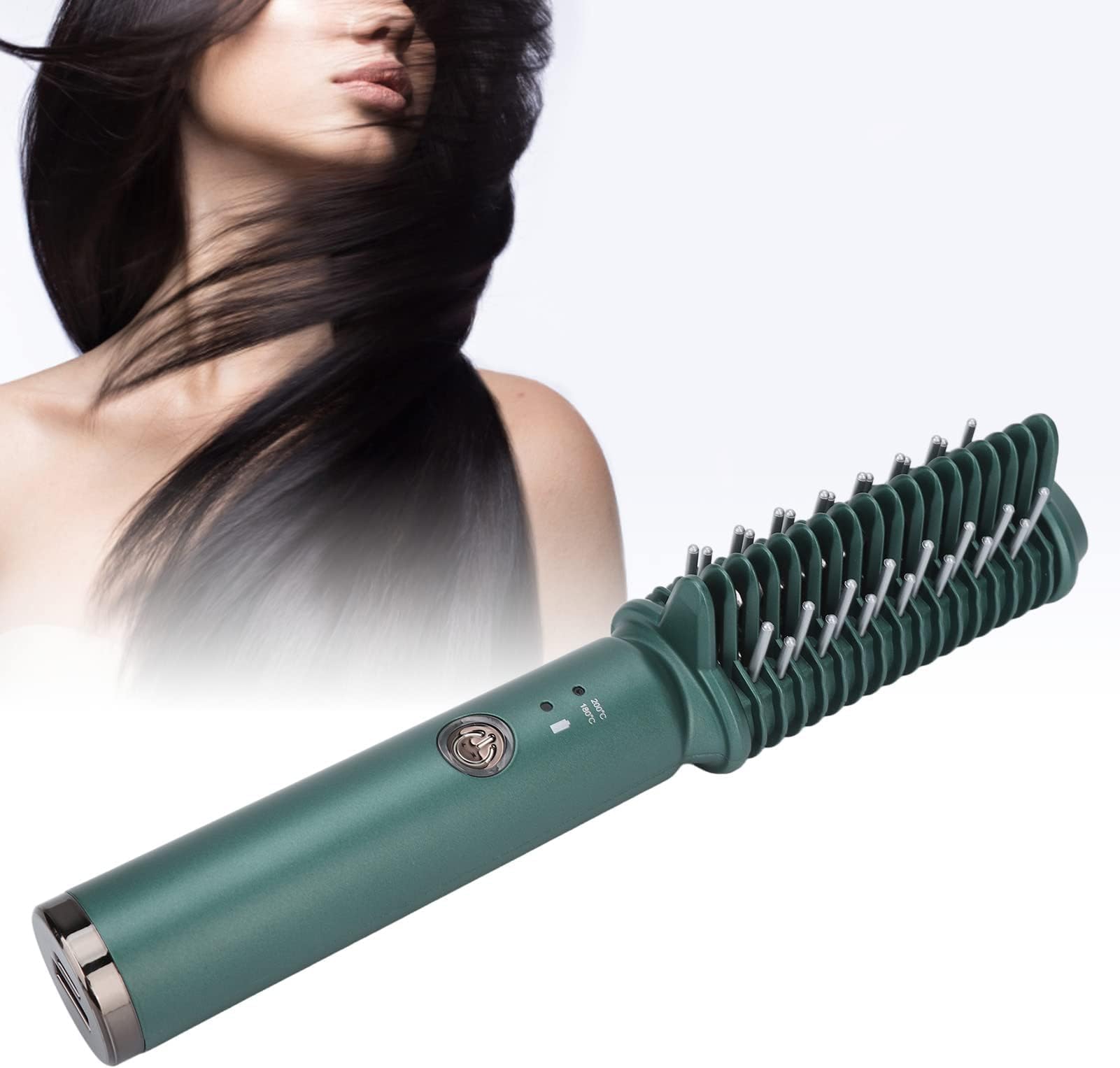 Cordless Straightener Brush, Portable Hair Straightener Cordless, USB Rechargeable Electric Hair Straightener Brush, Evenly Fast Heating,Anti-Scald, Mini and Lightweight for on-The-go
