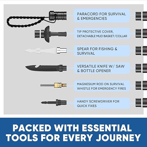 Miniatura 3 de Saker Collapsible Tactical Hiking Trekking Pole, Survival Walking Staff with 7 Multi-Functional Tool, Adjustable Tactical Walking Stick in Aluminum