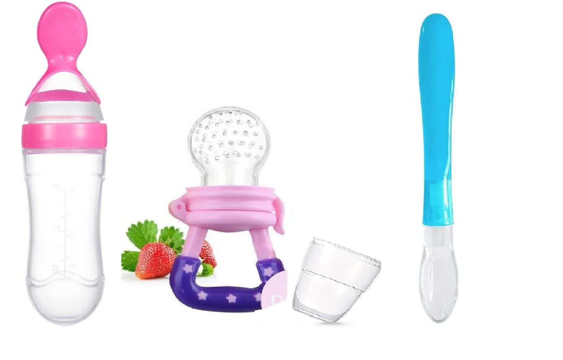 Gilli Shopee Baby Fruit Nibbler and Feeder Pacifier Baby Fruit Nipple | Nibbler for Babies with Baby Silicone Spoon (Multi-5)-image-3