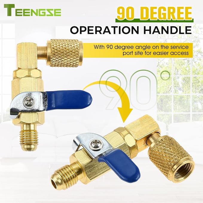 Válvula de Bola para Refrigerante 1/4" SAE, 3 Piezas, R134A/R410A/R22/R12 miniatura 6