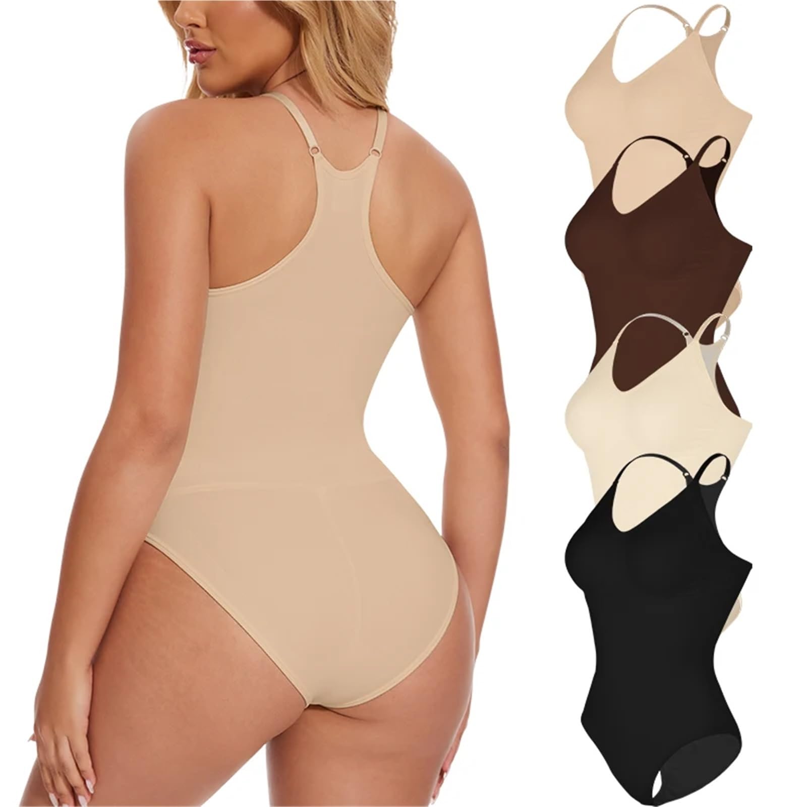 Shapewear Donna Body modellante senza cuciture da donna, canotta con schiena incrociata, controllo della pancia, sollevatore di glutei, body shaper, intimo snellente
