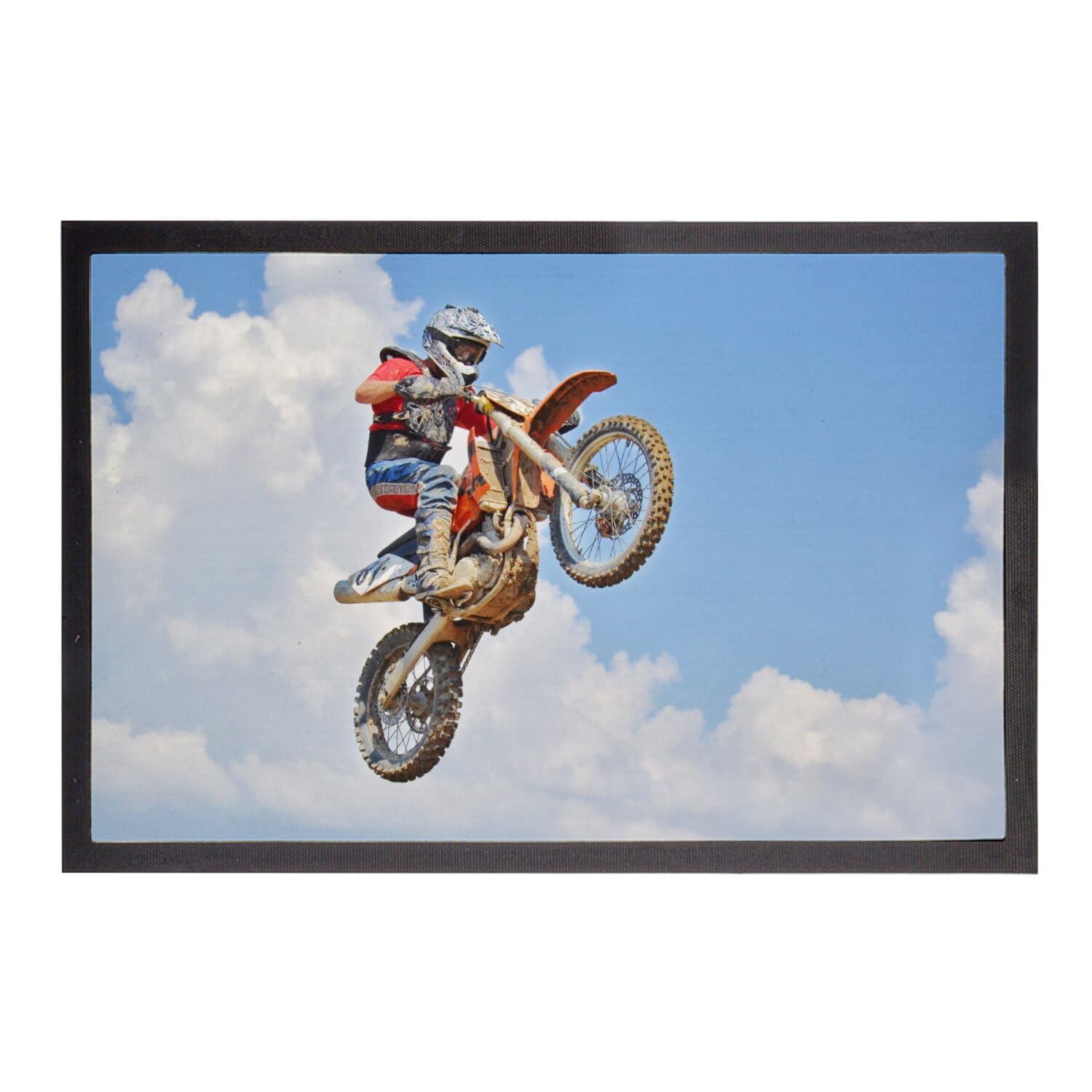 Paillasson Motocross au garage : Tapis de propreté pour entrée de motard passionné