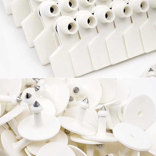 Miniatura 5 de Etiquetas de oído en blanco, 100 unidades de etiquetas de oído en blanco de identificación de ganado para ganado, vaca, cerdo, cabra, oveja, perro