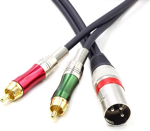 Miniatura 2 de SiYear Cable de conexión XLR macho a 2 conectores RCA de fono, 1 cable de conexión XLR macho de 3 pines a doble RCA macho conector de audio estéreo