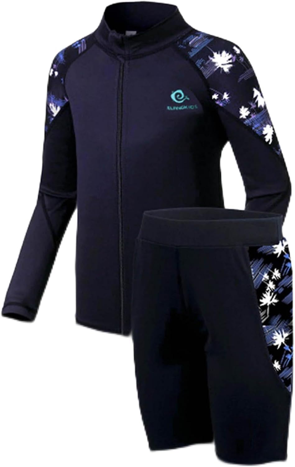 Freebily Kids Boys 3pcs Surfing Bathing Suit Long Sleeve Swim Top Shorts and Swim Cap Set Swimwear