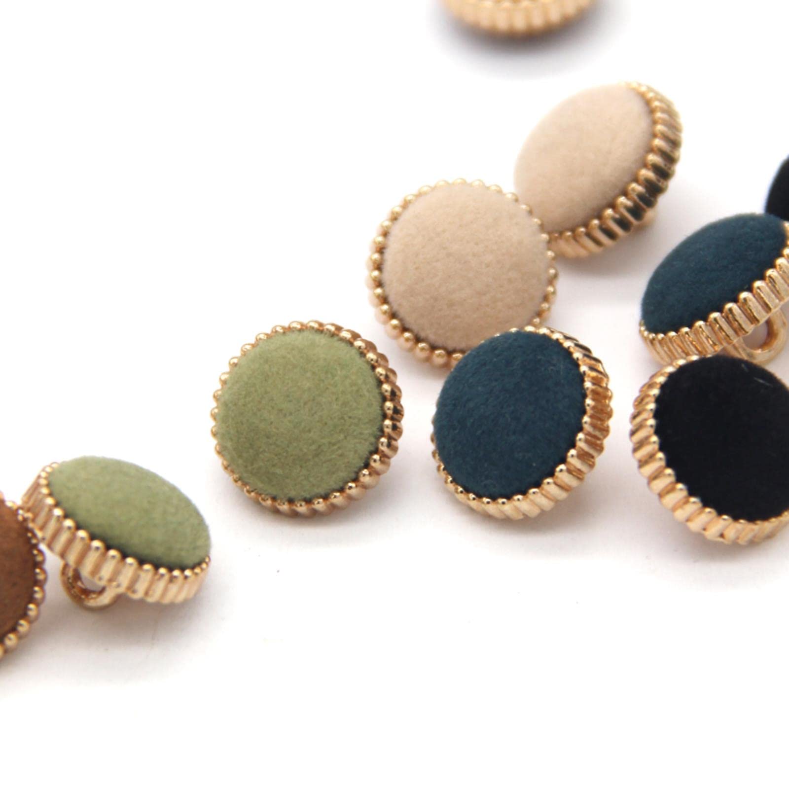 Pikolak, Guziki, 6 szt. 13mm tweedowa tkanina pokryta metalowym chwytem guziki do sukienki na ubrania koszula bluzka dekoracje DIY akcesoria szycia-czarny(Beige)