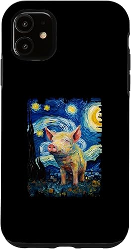 Miniatura 10 de iPhone 12 mini Pig Starry Night Painting Mom Dad Case