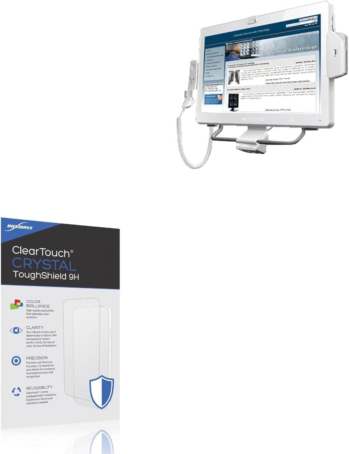 BoxWave Screen Protector Compatible With BSI Computer POC-W24C-ULT3 - ClearTouch Crystal ToughShield 9H (2-Pack), Clear 9H Tough Flexible Film Screen Protector