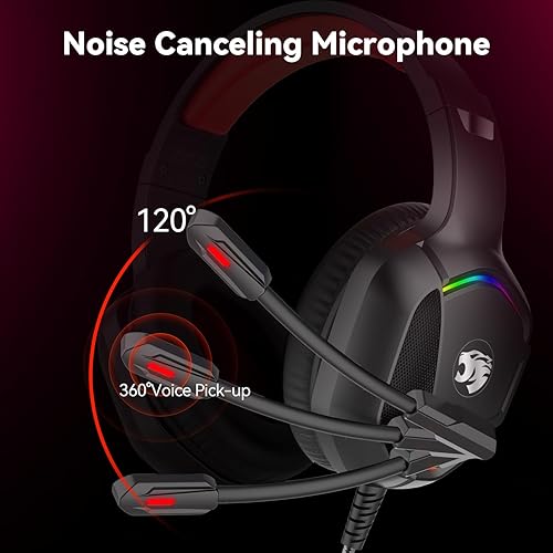 Miniatura 3 de Gaming Headset with Microphone for Pc, Xbox One Series Xs, Ps4, Ps5, Switch, Stereo Wired Noise Cancelling Over-Ear Headphones with Mic, RGB, for