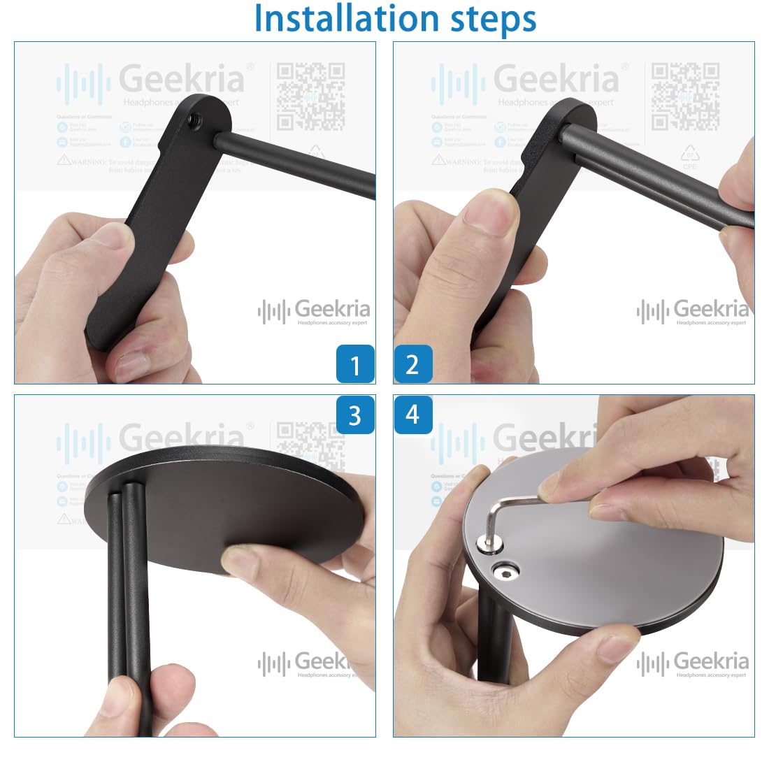Geekria Soporte de Aluminio para Auriculares para Juegos, Soporte para Monitor de Escritorio con Base sólida Resistente, Compatible con Bose/Sony/Sennheiser/JBL (Negro)…