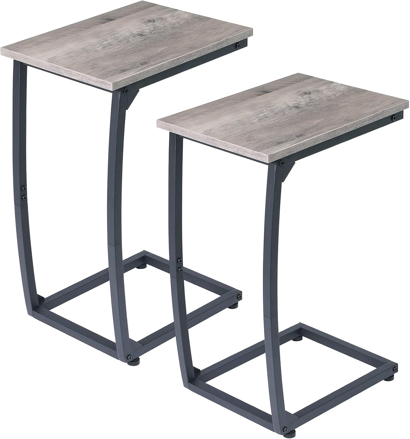 C-Shaped End-Table Set of 2 - Side Table for Couch,Curved Support Legs, Slide Under Couch Table for Sofa, TV Tray Table for Living Room Bedroom（Lvory）