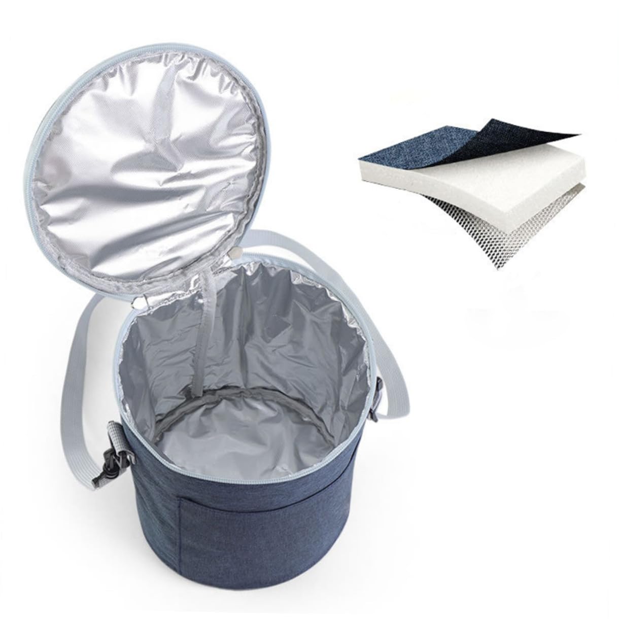 Baluue Thermotasche Lebensmittelbeutel Oxford Stoff Aluminiumfolie Zwei Wege Reißverschluss Für Kinder Lunchbox Camping Isoliertasche Mit Abnehmbarem Schultergurt