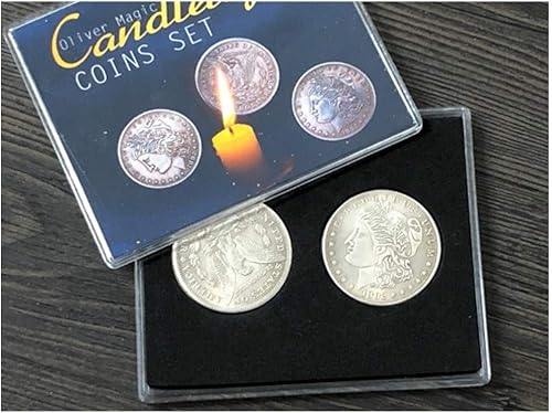 ZQION Juego de monedas a la luz de las velas Trucos de magia Morgan Coin Aparecer/Desaparecer Magia Mago de Cerca Ilusiones Trucos de Mentalismo