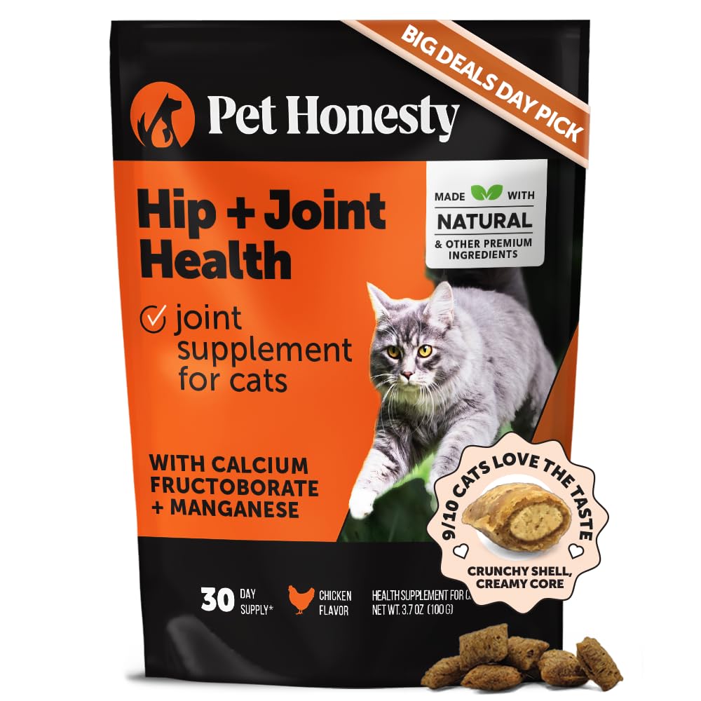 Pet Honesty Cat Hip & Joint Health Chews - Glucosamine for Cats, Cat Joint Support Supplement, Cat Health Supplies & Hip Support, Cat Vitamins for Indoor Cats & Outdoor Cats - Chicken (30-Day Supply)