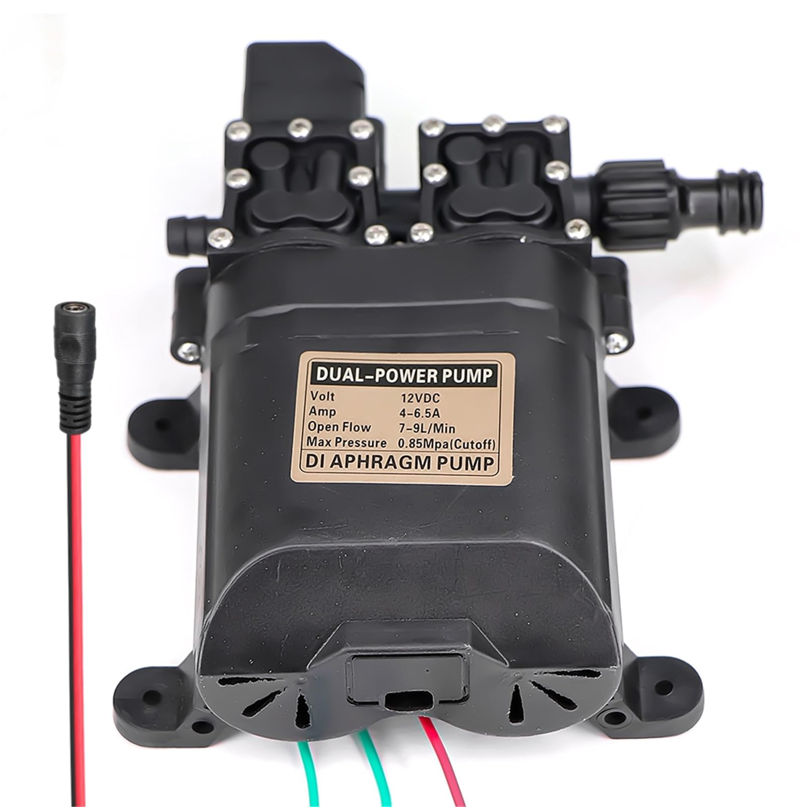 Bomba de Diafragma, Bomba de agua de diafragma autocebante de 12 V CC, presurizada, de 7 a 9 l/min, for jardín y agricultura, de alta presión con accionamiento automático.