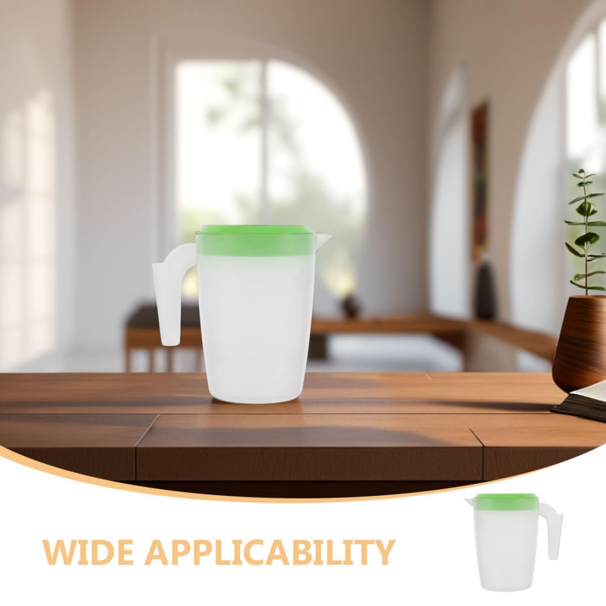 Pichet Plastique 1l avec Couvercle, Récipient pour Boissons Froides, Lot de 2 Pièces