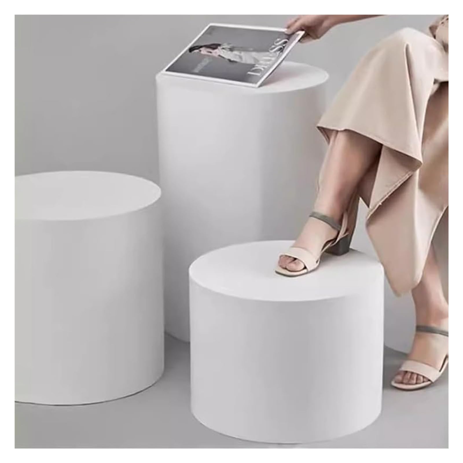 LYDBMYT Cylinder Pedestal Stands, Mannequins Display Platform Base, Wedding Reception Stand Columns Dessert Table for Home Office, Round Plinths Stand(40x20cm)