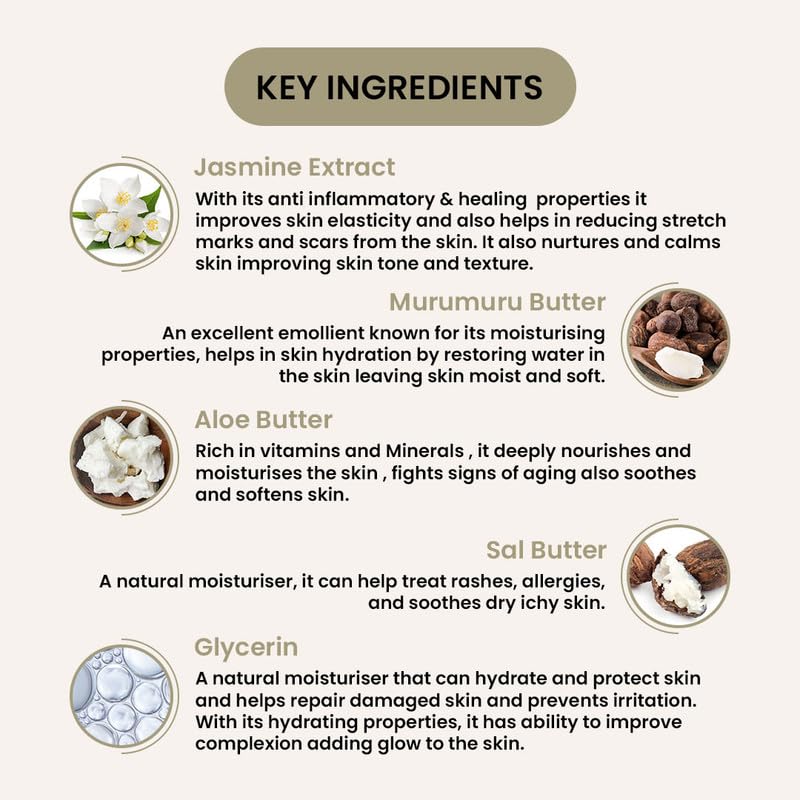 Image of BIOFRESH BOTANICALS Jasmine Body Butter - 200ml Hydrating Winter Cream for Dry & Cracked with Aloe, Murumuru Butter & Jasmine Extract Skin Anti-Aging Moisturizing Body Butter for Dry Skin (Pack of 2)