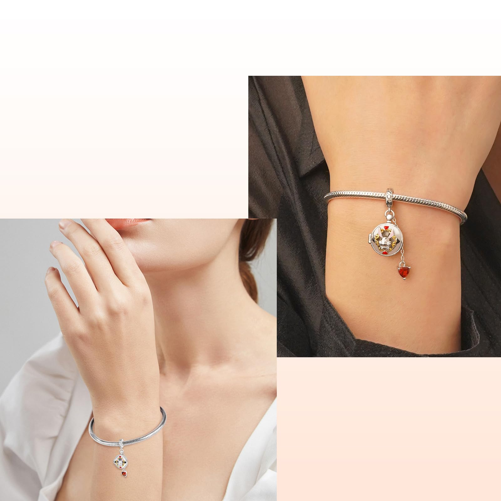 GNOCE Alicia Aventura en el País de las Maravillas Colgante Encanto Dangle, S925 Plata de Ley Charms Dangle para las Mujeres Niñas Esposa Hija, Día de San Valentín, Día de la Madre Joyas Rega