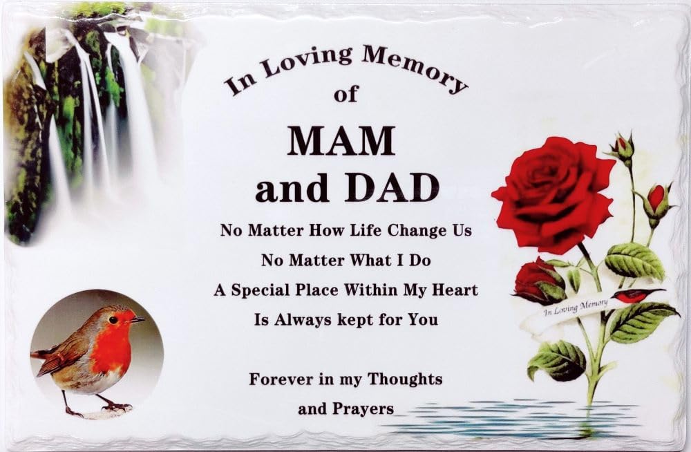 In Memoriam Tile Plaque - In loving memory of MAM and DAD