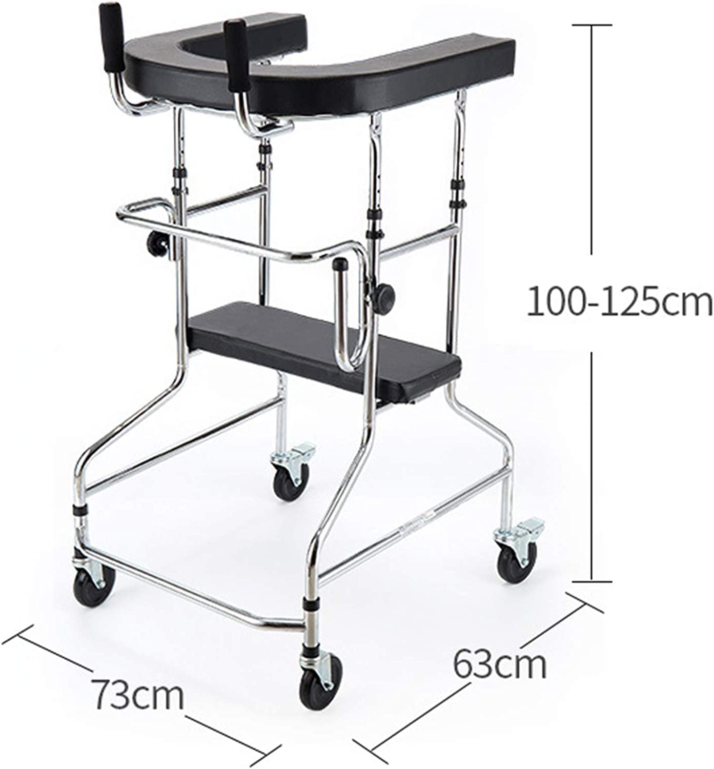 Rollator für ältere Menschen mit Armlehne, zusammenklappbarer, Verstellbarer Rehabilitations-Hilfsgehrahmen, aufrechter Gehwagen für Behinderte