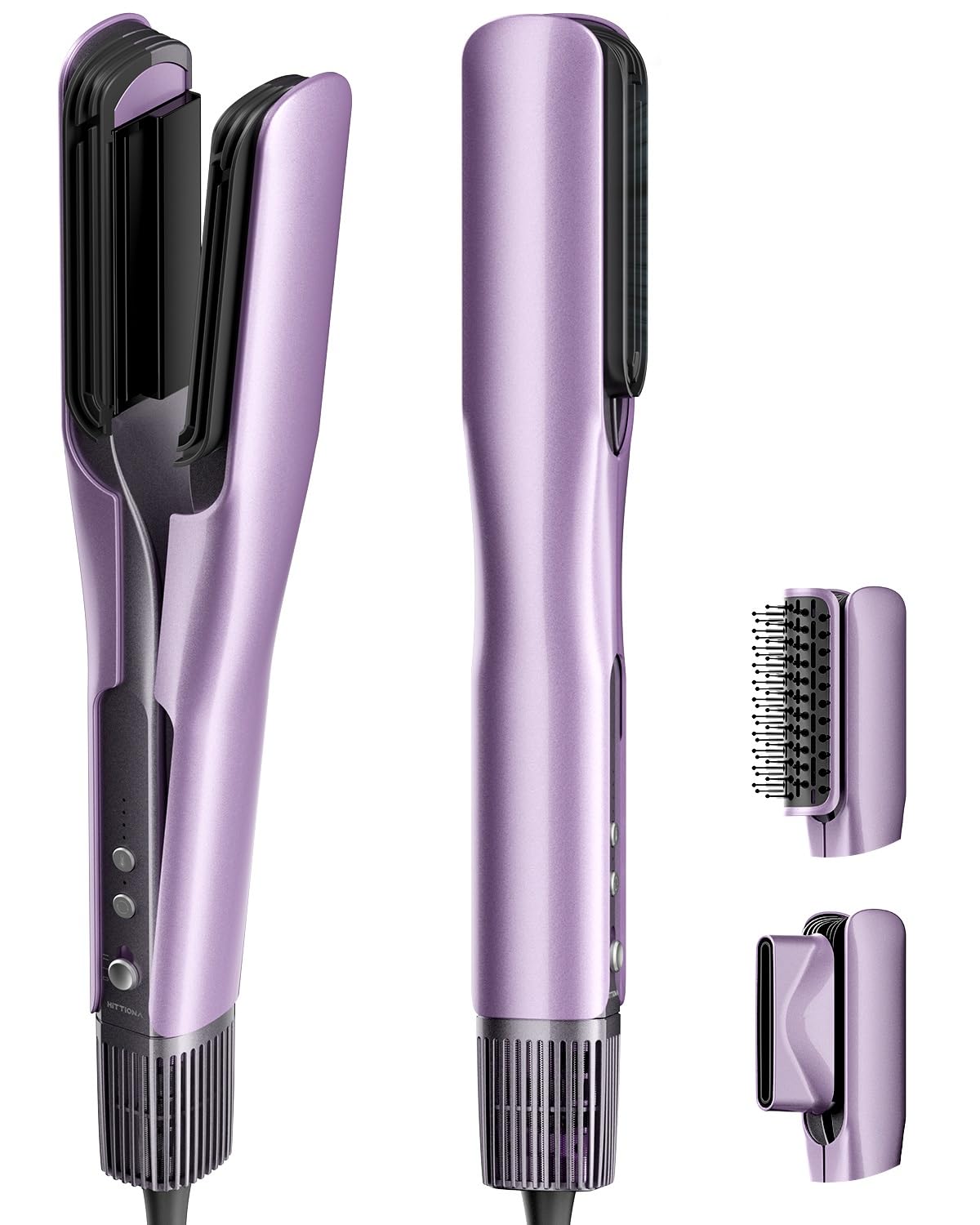 HITTIONA Air Haarglätter Föhn 3-in-1, Nass-zu-Trocken Glätteisen | 110.000 U/min, Ionen Air Glätteisen, Haare Schnell Föhnen und Glätten, mit Föhndüse und Volumenbürste, max. 180 °C
