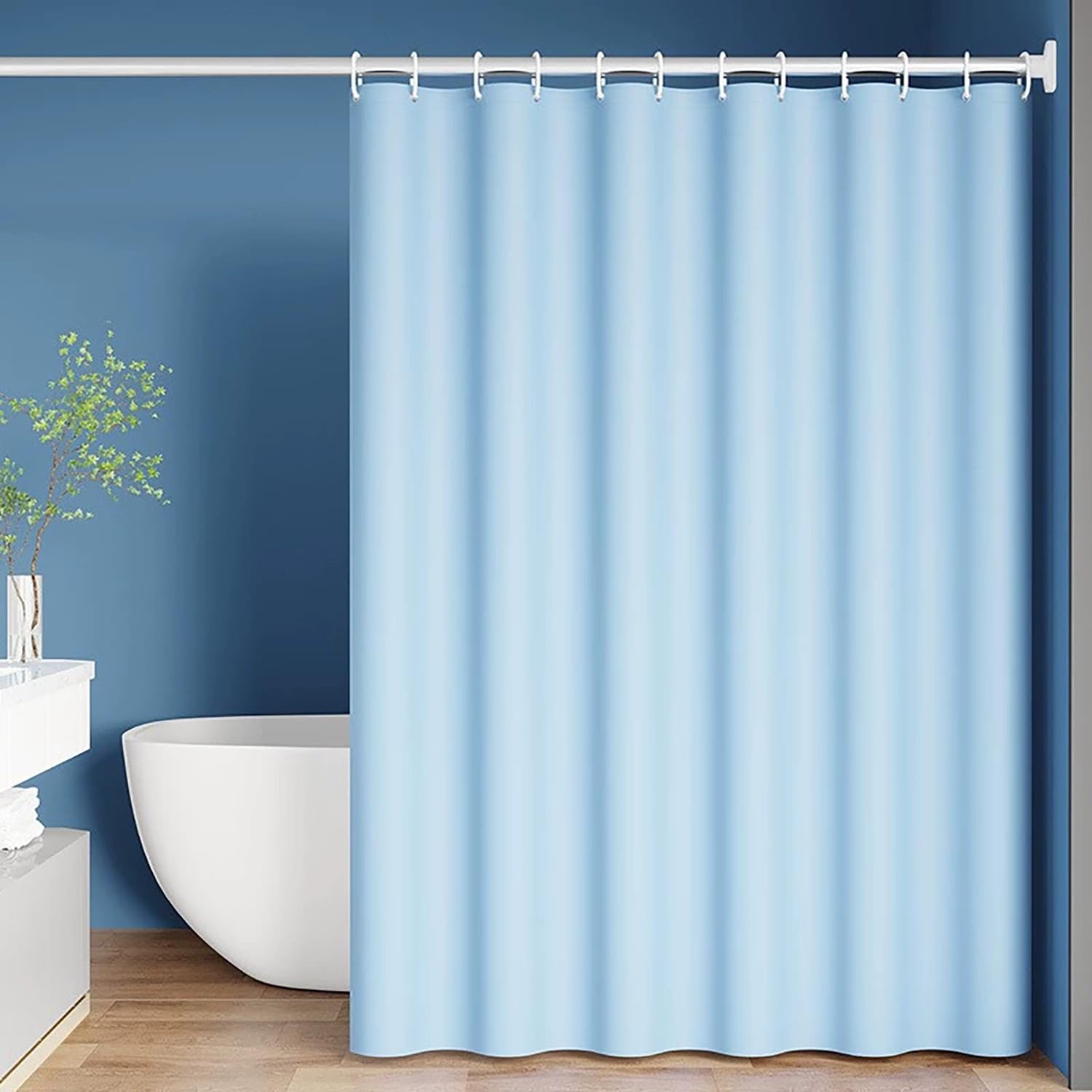 PLCIVSA Waterproof PEVA Shower Curtain Liner,Washable Long Shower Curtain with 12 Grommets Quick Dry Easy to Clean for Shower Stall Bathroom(Blue,150x200cm(1 Panel))