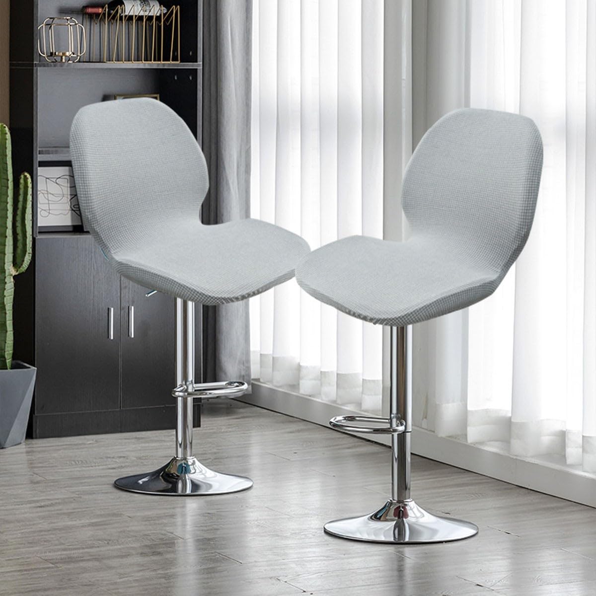 Fundas elásticas for sillas de Barra, Fundas Curvas for taburetes giratorios de Cocina, Juego de 2/4/6 Fundas for sillas de Asiento de Barra con Protector de Respaldo for Silla(F,6pcs)