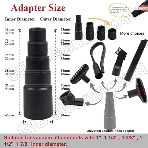 Miniatura 2 de 10 accesorios universales para aspiradora para accesorios de aspiradora de tienda, kit de adaptador de manguera de vacío de 2 12 a 1 14 pulgadas y 1