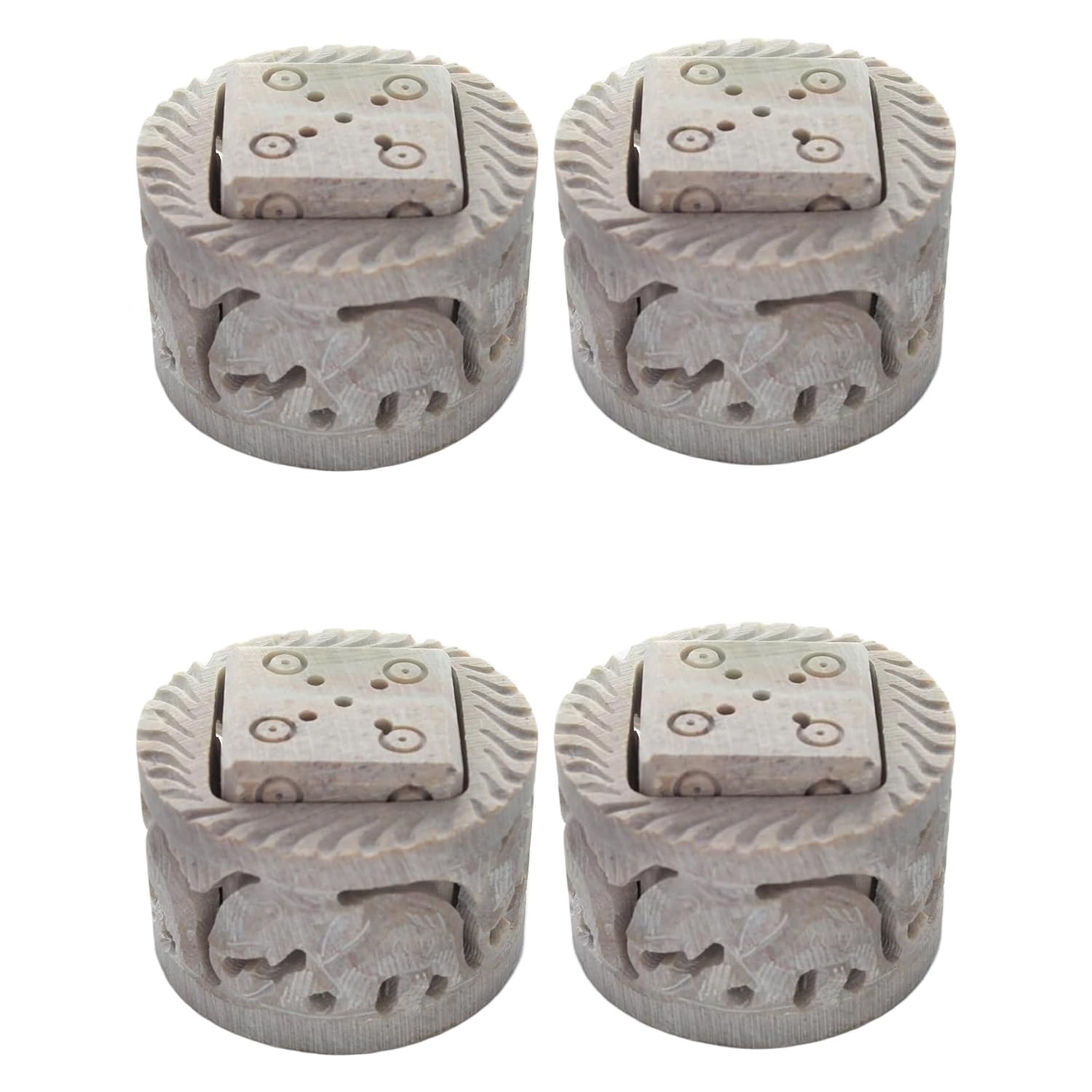 Pooja Creation Pcs Soapstone Incense Holder | Elephant Agarbatti Stand | Incense Sticks Holder for Home Decor, Puja Essentials & Festive Gifting - in Pair | (Pack of 2)