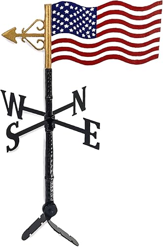 Veleta de bandera estadounidense - Bandera patriótica - Soporte de techo incluido - Fácil de instalar - Vana de viento con bandera de Estados Unidos disponible en Yaxa Peru
