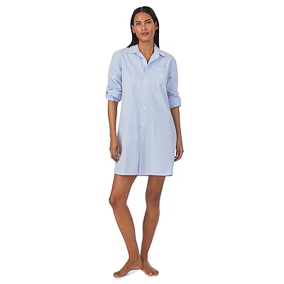 Lauren Ralph Lauren Long Sleeve Roll Tab His Shirt Sleepshirt Women