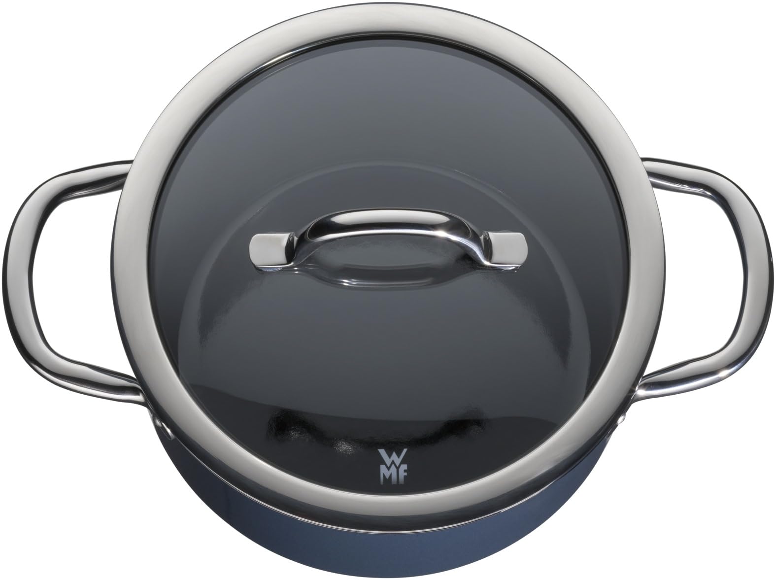WMF Fusiontec Inspire 3-częściowy zestaw garnków indukcyjnych ze szklaną pokrywką, ceramika High-Tech, odporne na zarysowania, niepowlekane, ciemnoniebieskie