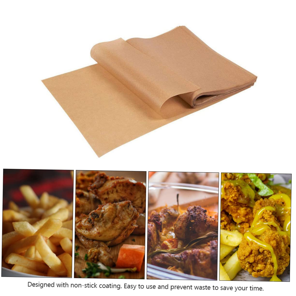SECFOU Carta da Forno Antiaderente Marrone 200 Pezzi in Polpa di Legno per Cottura al Forno e Friggitrice ad Aria, Resistente alle Alte Temperature, per Dolci e Barbecue