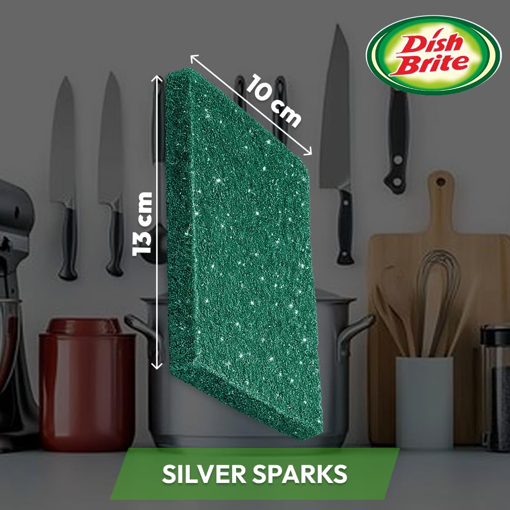 Dish Brite Silver Sparks (Pack of 5) Scrubber for Utensil Cleaning (Everyday Dishwashing) | Hard Stain| Oily Stail. 1