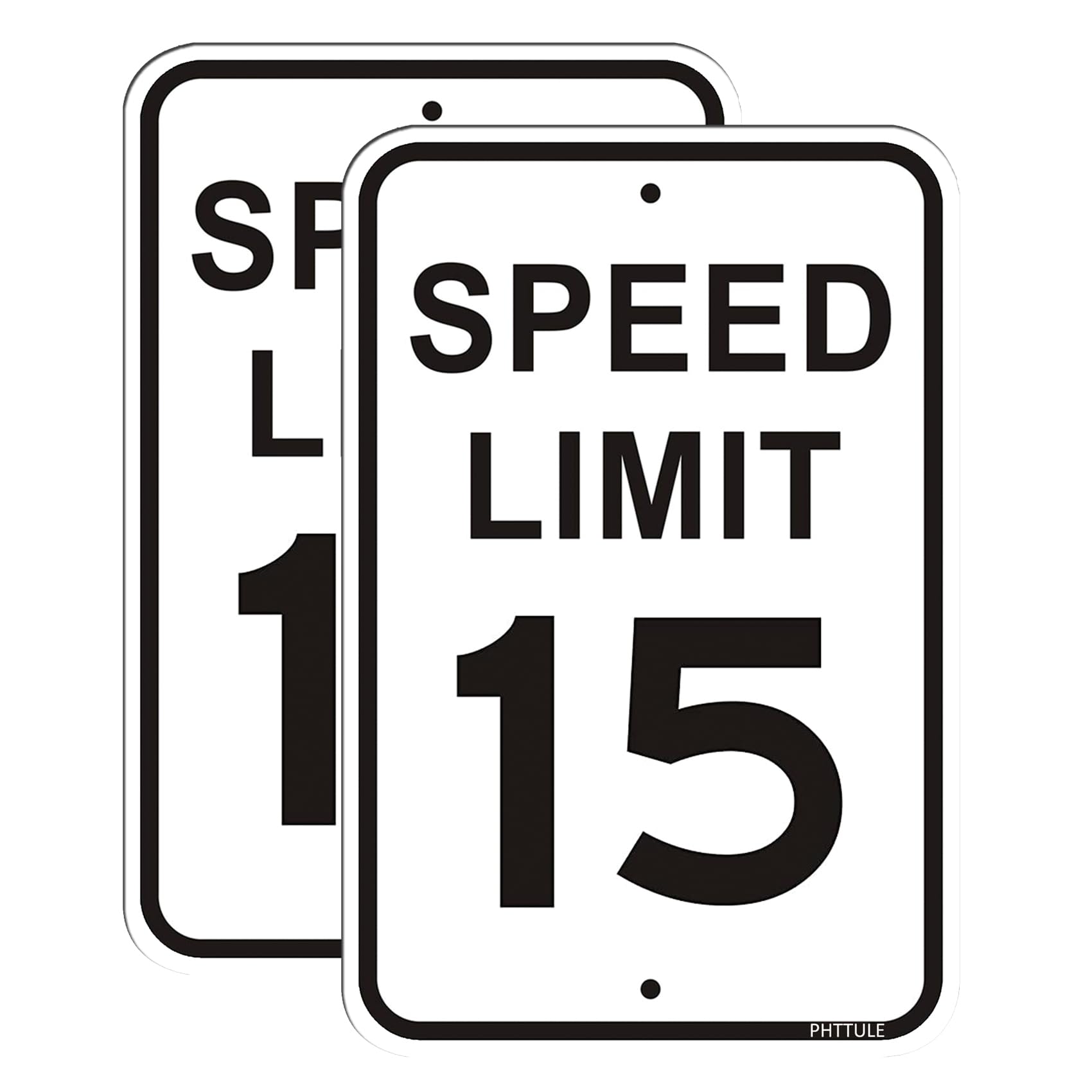 PHTTULE Speed Limit 15 MPH Sign 2 Pack 12 x 18 inches Slow Down Safety Sign for Street Reflective 40Mil Heavy Duty Aluminum Professional Printing UV