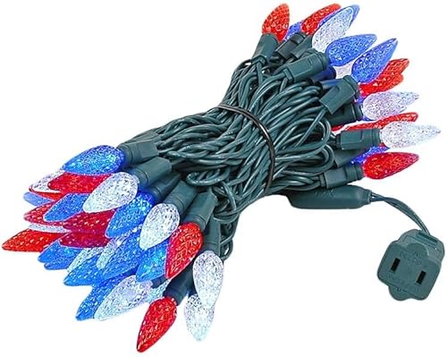 Miniatura 2 de Novelty Lights - Mini juego de 70 luces C6 LED de Navidad, serie de luces de grado comercial para exteriores, cable verde, 24 pies