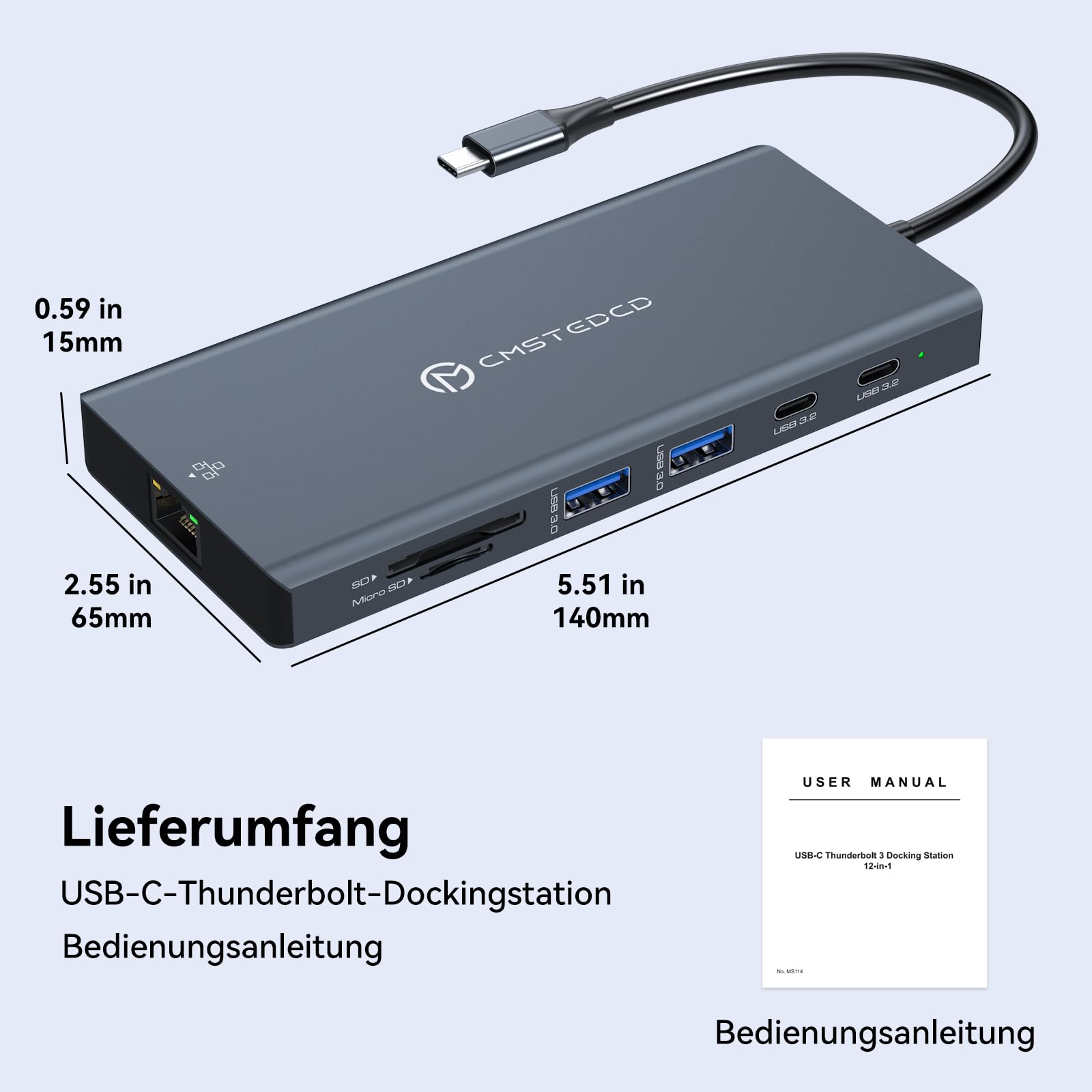 Stacja Dokująca 12 w 1 Stacja Dokująca 3 Monitory 3 HDMI