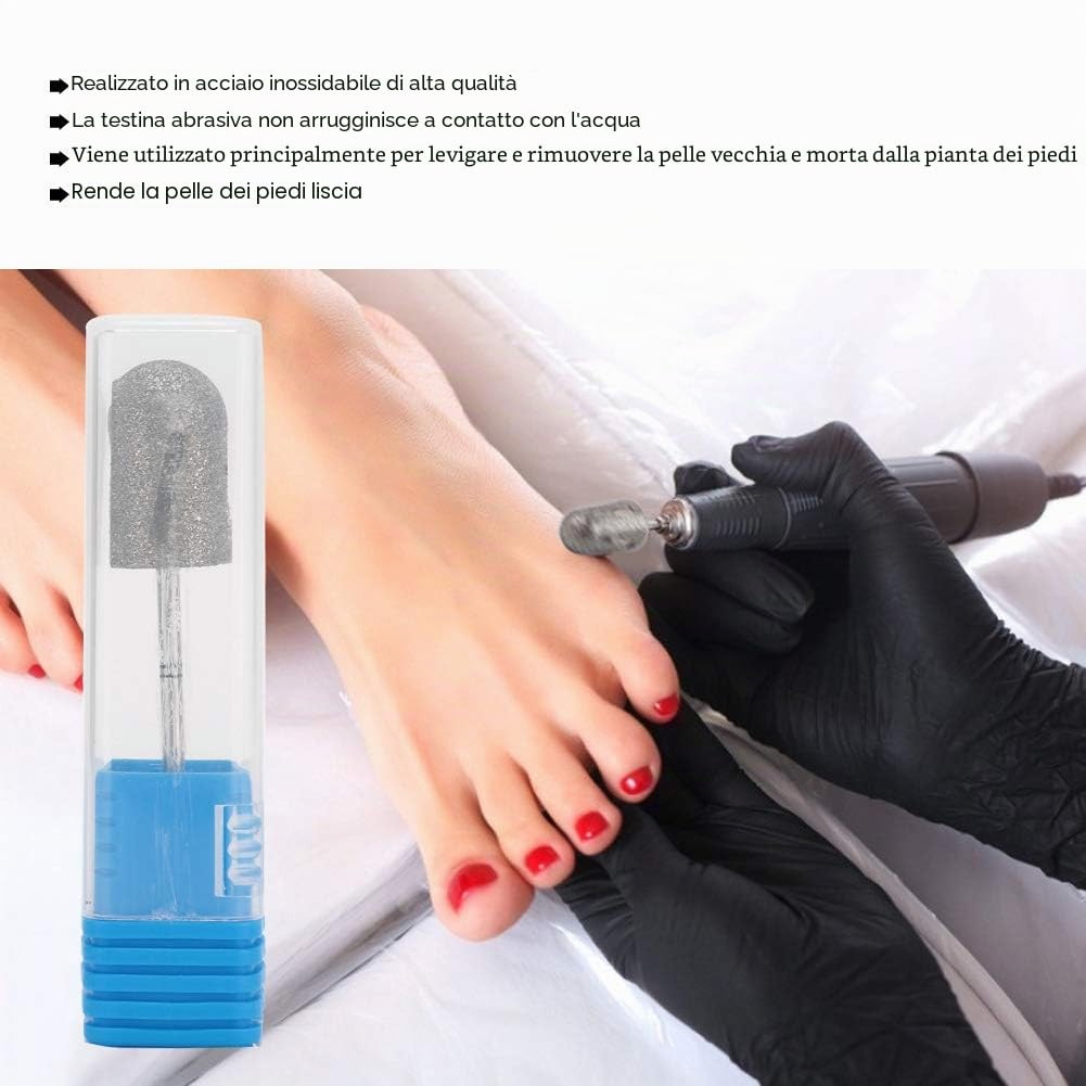 Punta a cono diamantata per pedicure, punta per trapano per unghie in acciaio inossidabile Punta per pedicure per calli Levigatura per levigatura dei calli per pelle screpolata Rimozione del callo, li