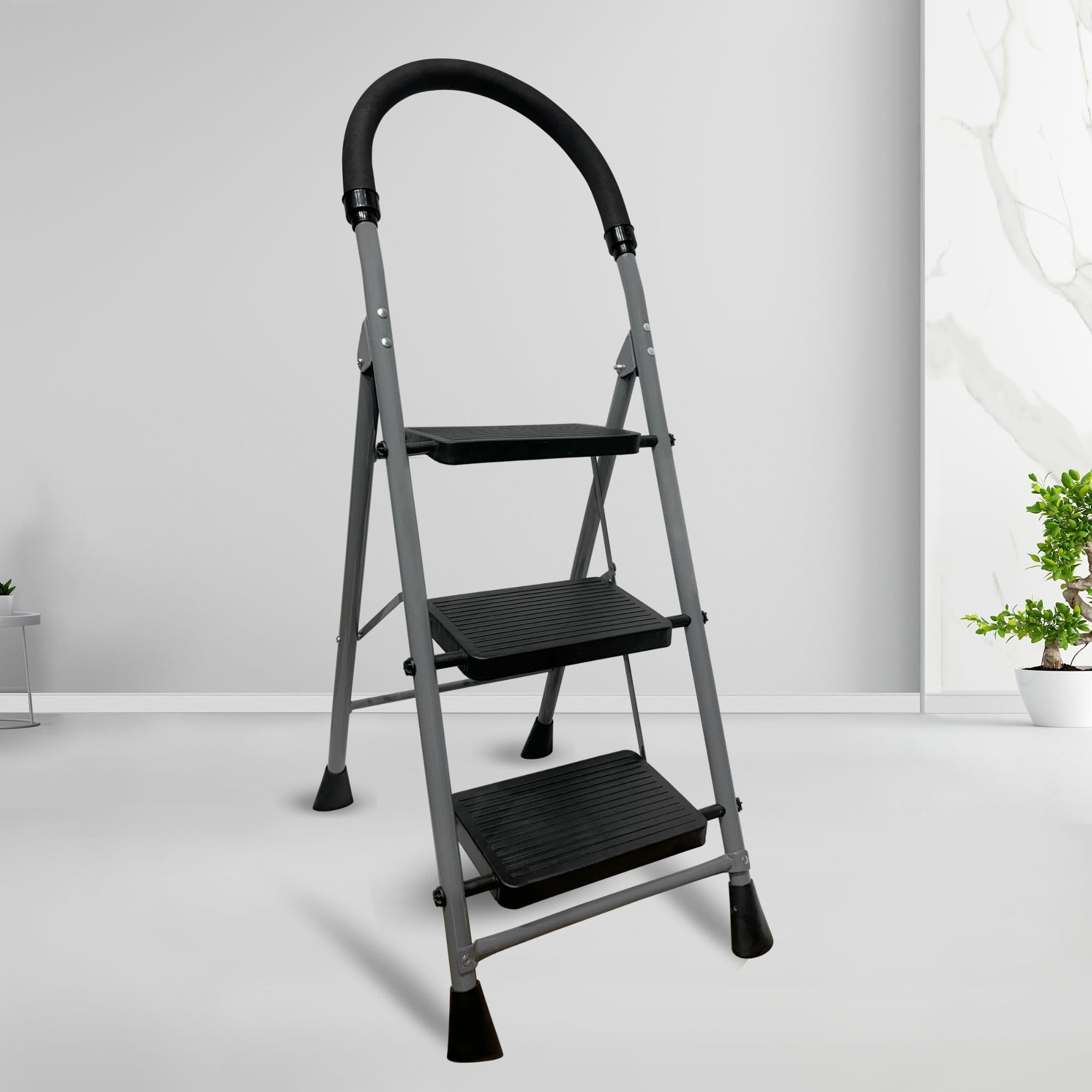 Trendy 3 Step-Ladder for Home | Heavy Duty Foldable Ladder with Wide Ant-Slip Steps and Anti-Skid Shoes (B0DFTNC546) Amazon Price History, Amazon Price Tracker