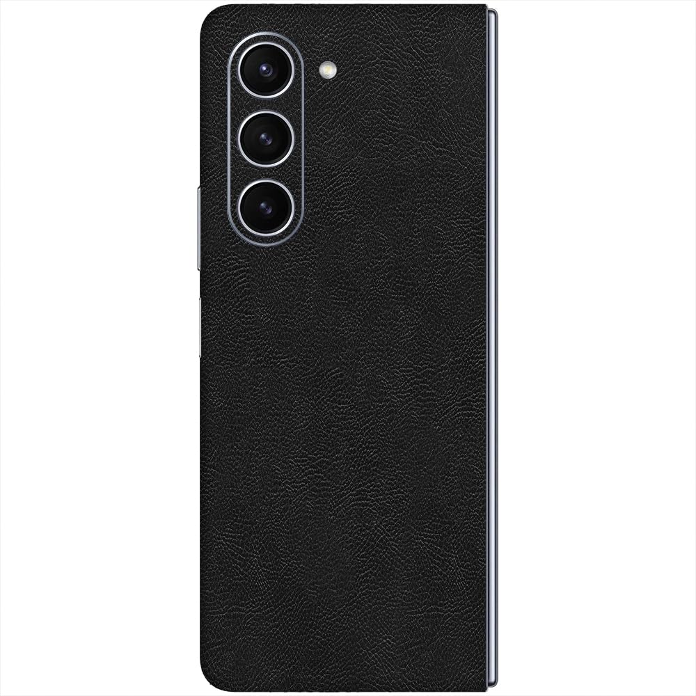SLICKWRAPS 3M Skin Sticker Wrap Compatible with Samsung Galaxy Z Fold 5 - Black Leather 3M