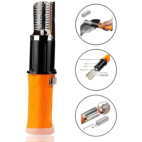 Miniatura 3 de Escalador eléctrico de pescado, potente raspador inalámbrico para escamas de peces con hoja de rodillo de acero inoxidable adicional para raspar