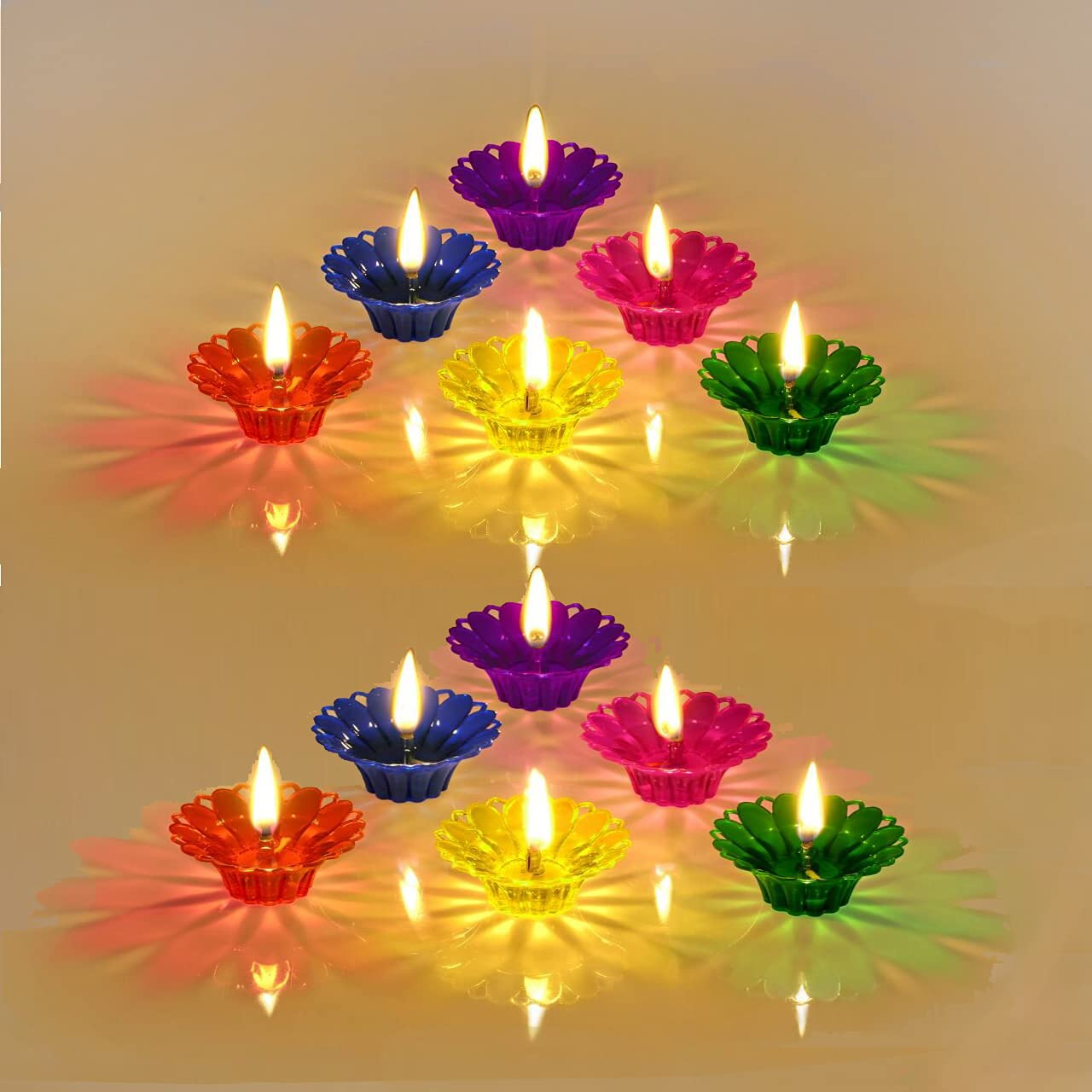 Craftam Transparent Plastic Floating Diya for Diwali Decoration and Gifts (Set of 24)